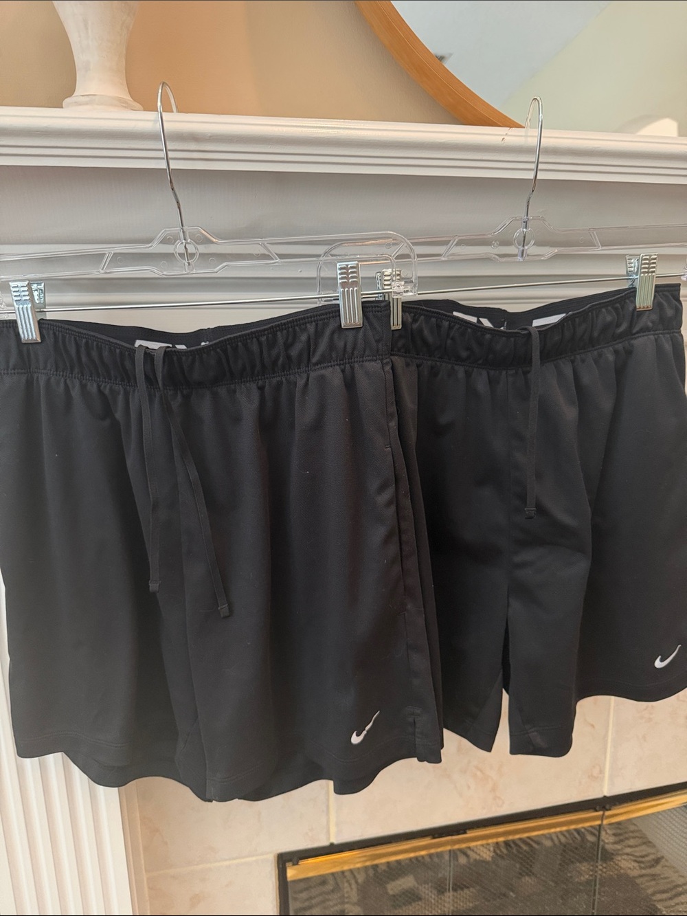 Nike Black Athletic Shorts Duo with White Swoosh Small